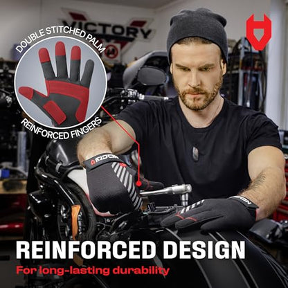NoCry Utility Gloves for Men with Reinforced Fingers and Thumb Crotch; Double Stitched Palm and Touchscreen Tips; Breathable and Highly Flexible; — Ideal for Mechanics, Construction and Yard Work - size: Large, style: Lite