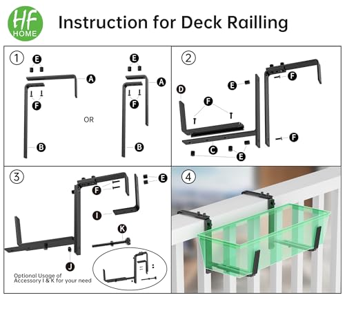 HFHOME 2PCS Adjustable Planter Box Brackets, Brackets for Window Boxes Planters Hanging Flower Box Holders, Wall Mount Holder for Windowsills, Garden, Fences, and Balcony - Black (Patent Registered) - size: Set of 2 - Black