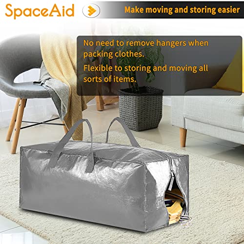 SpaceAid Heavy Duty Moving Bags, Extra Large Storage Totes W/Backpack Straps Strong Handles & Zippers, Alternative to Moving Boxes, Packing & Moving Supplies, Gley (4 Pack) - color: Grey, size: 4 Pack