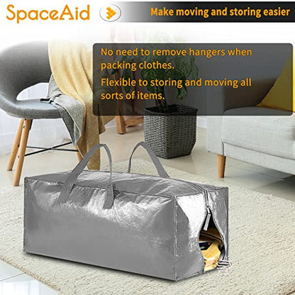 SpaceAid Heavy Duty Moving Bags, Extra Large Storage Totes W/Backpack Straps Strong Handles & Zippers, Alternative to Moving Boxes, Packing & Moving Supplies, Gley (8 Pack) - color: Grey, size: 8 Pack