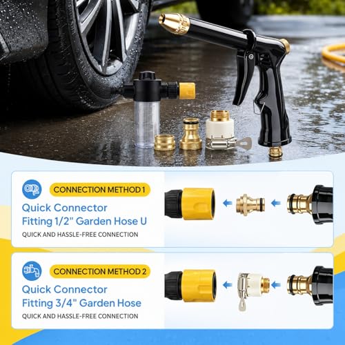 Jet Nozzle Power Washer for Garden Hose, Upgrade Pressure Washer Wand, Adjustable High Pressure Water Nozzle for Car Washing Patio Garden Outdoor Cleaning