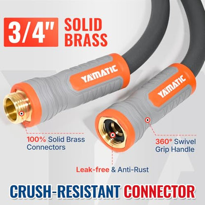 YAMATIC Flexible Garden Hose 5/8" x 60ft, 360° Swivel Handle, Burst 600 PSI - color: Gray, size: 60' (feet) Male to Female with Swivel