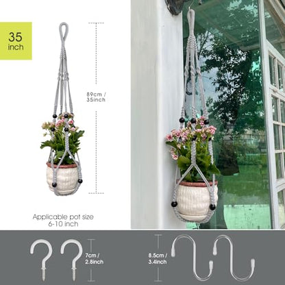 RIFNY Macrame Plant Hanger Indoor, Hanging Plant Holder, White, 2 PCS - color: White, size: 35 Inch 2pcs