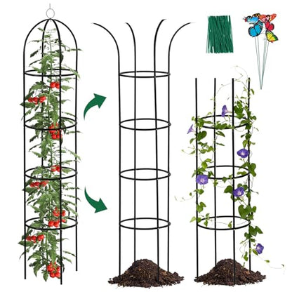 Wellsign 100% Metal Garden Obelisk Trellis for Climbing Plants Outdoor - size: 100%Metal-6.6ft-1PK