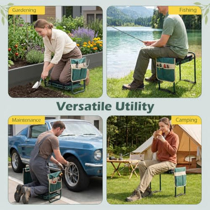 GIANTEX Garden Kneeler and Seat, Foldable 2-in-1 Gardening Bench, Green - color: Green, size: 23" x 12" x 19.5"