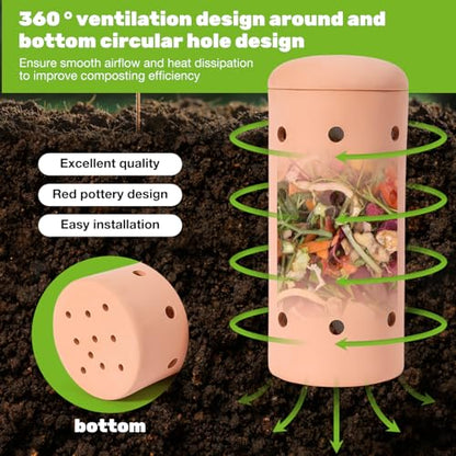 Underground Worm Composting Bin 10In Outdoor Inground Worm Composter for Beginners, Garden Compost Bin for Garden Beds & Home Use for Kitchen Waste and Raised Garden Beds