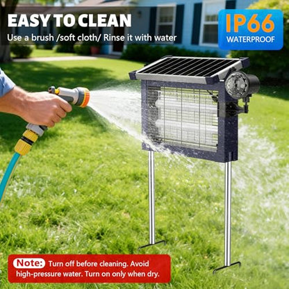 2‑in‑1 Solar Bug Zapper Outdoor, Electric Mosquito Killer Insect Trap - color: Blue