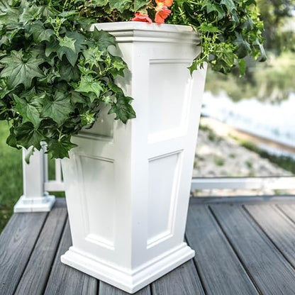 Mayne Fairfield 28in Self-Watering Tall Square Planter, White - color: White