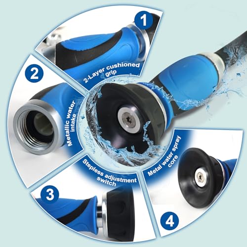 Metal Garden Hose 25 Ft Flexible Stainless Steel Garden Hose Lightweight, Heavy Duty Water Hose With High Pressure Hose Nozzle Sprayer for Garden, Lawn(25 FT) - size: 25 Feet