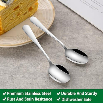 DEHOV 8-Piece 5.5 Inch Stainless Steel Small Tea & Coffee & Espresso Spoons - color: Silver