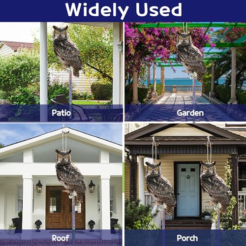 4PCS Hanging Flat Fake Owl to Keep Pigeon Away from Balcony - color: Black 4pcs