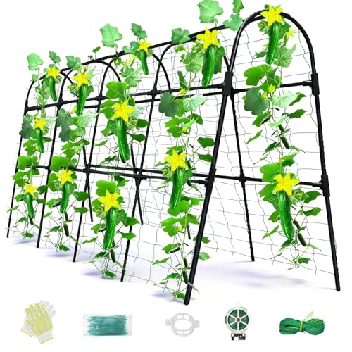 Cucumber Trellis for Raised Bed, U-Shape Garden Arch Metal Support for Climbing Plants, Metal Arch Plant Support Vegetables Trellis, Plant Support for Vine Outdoor(Black, 63*30*47inch(L*W*H)) - color: Black, size: 63*30*47inch