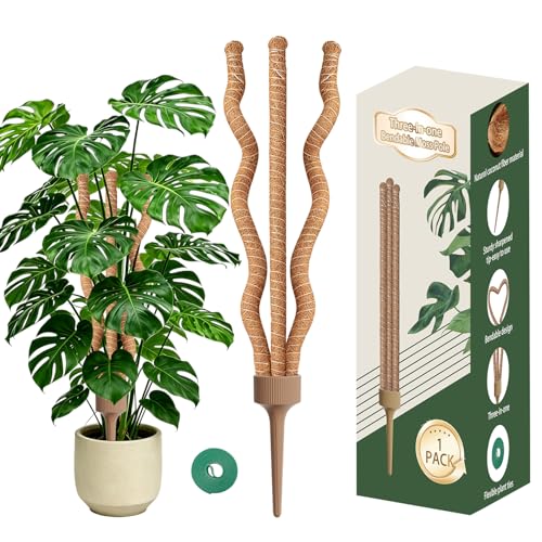 3-in-1 Moss Pole, Bendable 30IN Monstera Plant Support for Indoor-1 Pack