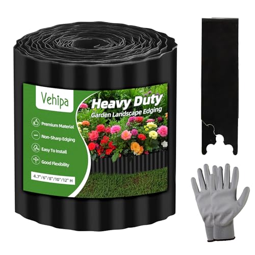 Vehipa Corrugated Garden Edging for Landscaping 6" x 90 Ft Metal Black - color: Black, size: 6Inches x 90FT