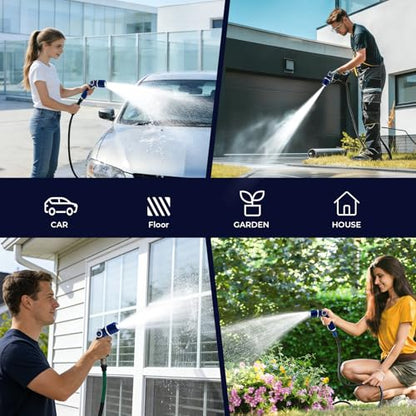 HugeDawn Garden Hose Nozzle, Heavy Duty Metal Sprayer Nozzle, Non-Slip Thumb Control, 3/4" GHT High Flow for Quick Watering & Cleaning (Blue) - color: Blue