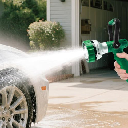 HugeDawn Garden Hose Nozzle, 6 Spray Patterns Heavy Duty Metal Water Nozzle with High Pressure for Watering, Cleaning, Washing (Green) - color: Green