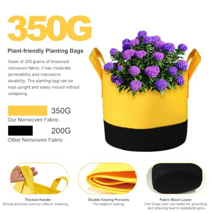 Grow Bags 5Gal/7Gal/10Gal * 2 ，6 Pack Vegetable/Flower/Plant Grow Bags ，Plant Fabric Pots with Handles for Garden and Outdoor Planting (6 Colour, 5 Gallon) - size: 5 Gallon