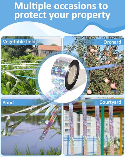 2×502 Ft Bird Scare Tape Ribbon, Double Sided Holographic Flash Reflective Bird Tape, Deterrent Visual Audible Bird Repellent Devices for Outdoor, Garden, Balcony (Irregular) - style: Irregular