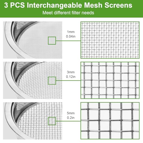 Soil Sieve Sifter Set Stainless Steel,Garden Sieve Set with 3 Interchangeable Mesh 1,3,5mm,Sifting Screen for Dirt, Sand, Rock, Filtration, Compost, with Soil Scoops Gardening Tool - style: 131