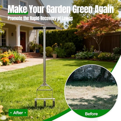 Manual Core Aerator Lawn Tool, Stainless Steel Lawn Aerator Tool