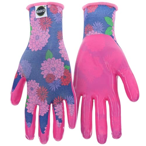 Miracle Gro Women's Nitrile Coated Grip Floral Pattern Gardening Work Gloves - size: Small (Pack of 1)