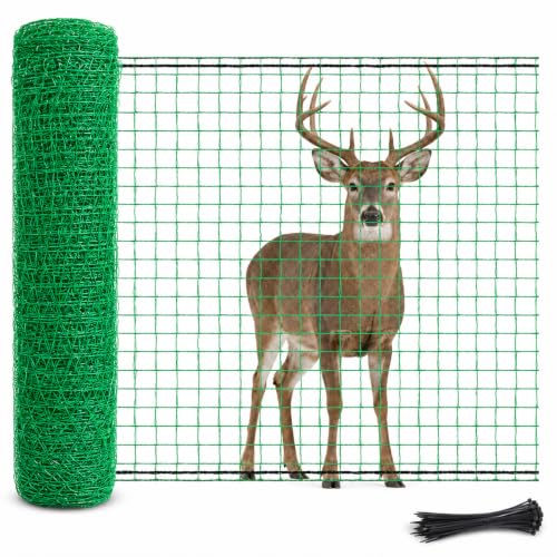 4x100 FT Deer Fence Netting, Plastic Mesh Roll, Garden Protection, Green - color: Green, size: 4x100ft