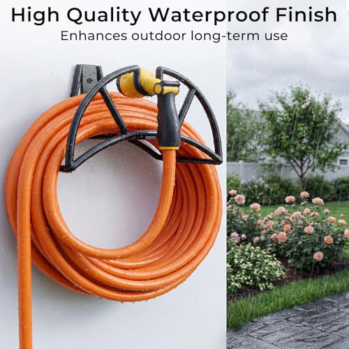TomCare Garden Hose Holder Wall Mount, 150FT Capacity Water Hose Hanger - color: All Balck, size: Standard