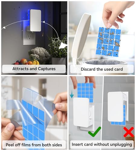 Advanced Double-Sided Indoor Fly Trap for Home, Plug-in 5-Way UV Light - size: 2 Device + 8 Refills