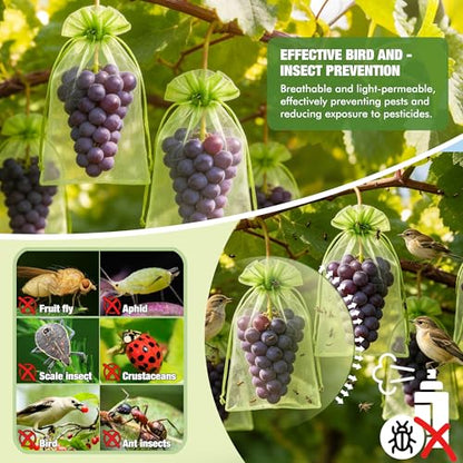 100 Pcs 6×9 Inch Drawstring Fruit Protection Mesh Bags - size: 6*9in-100 Pack