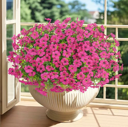 20 Bundles Artificial Flowers for Outdoors Fake Plants, Fuchsia - color: Fuchsia