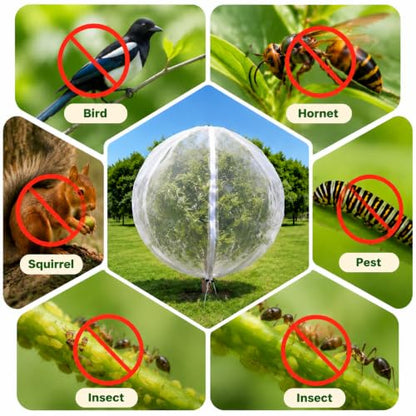 2 Pack 13x13ft Extra Large Fruit Tree Netting with Double Zipper & Double Drawstring, Heavy Duty Bird Netting for Fruit Trees, Reusable Tree Net to Protect from Birds, Squirrels, Deer