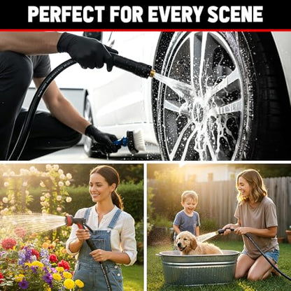 Garden Hose 75ft x 5/8", NON-EXPANDABLE Heavy Duty Premium Flexible Hose - color: Black, size: 75ft
