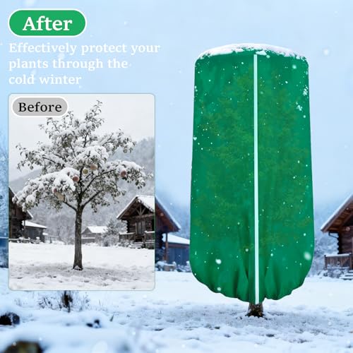 2 Pcs 47"×71" Large Rounded Top Winter Plant Freeze Protection Covers with Zipper & Drawstring, Non-Woven Frost Cloth Plant Freeze Protection,Frost Blankets for Outdoor Shrub Bush Fruit Tree