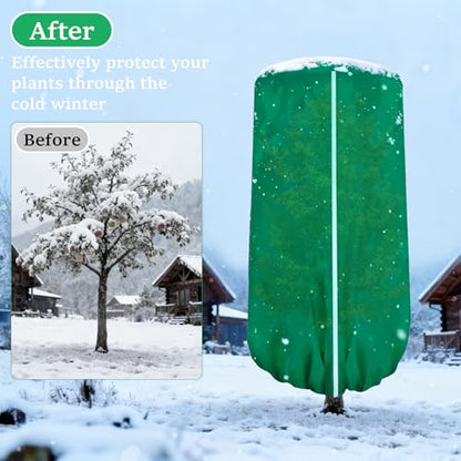 2 Pcs 47"×71" Large Rounded Top Winter Plant Freeze Protection Covers with Zipper & Drawstring, Non-Woven Frost Cloth Plant Freeze Protection,Frost Blankets for Outdoor Shrub Bush Fruit Tree