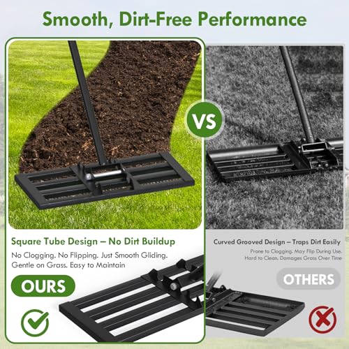 Seeutek Lawn Leveling Rake, 17" x 10" Heavy Duty Ground Leveler - size: 17"*10"