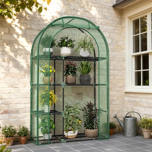 4-Tier Mini Greenhouse for Outdoors, 40" x 18" x 63" Portable Green House - color: Green, size: 63" x 40"