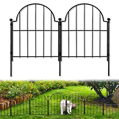 Blingluck Decorative Garden Fence, 17in(H) x 10.8ft(L), with Ground Stake - color: Black, size: 17 in(H)