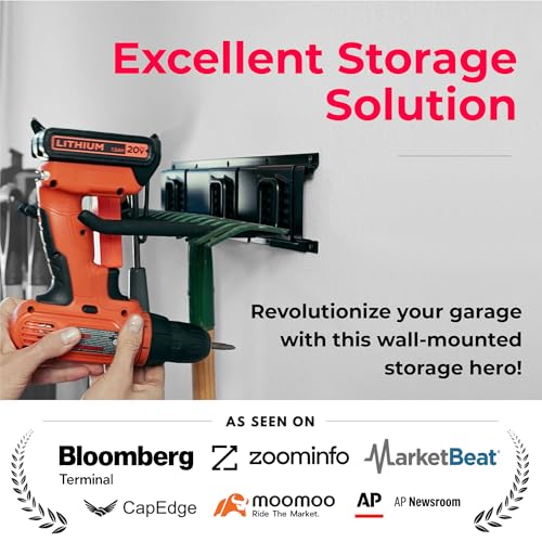 TIDYME Garage Tool Organizer Wall Mount, 32", 2 Racks 4 Hooks, 200 lbs - size: 32" Carbon Steel with 2 Racks & 4 Hooks