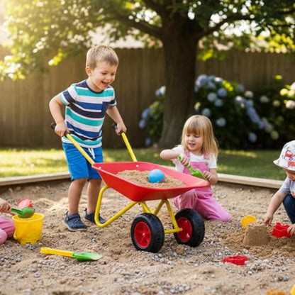 2 Wheel Toddler Metal Wheelbarrow for Kids Wheel Barrow Wheel Barrel(red) - color: Red