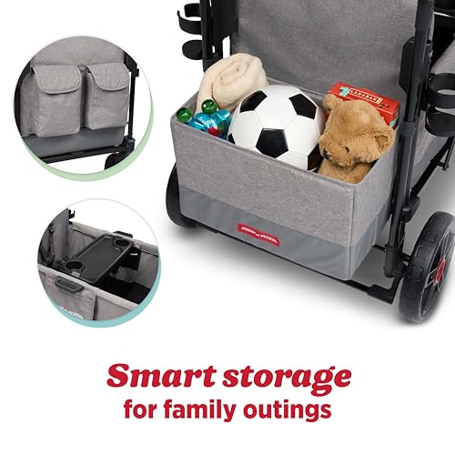Radio Flyer Pathfinder 2-Seat Stroller Wagon, for Kids 6+ Months, UV Canopy - size: 2 Seats
