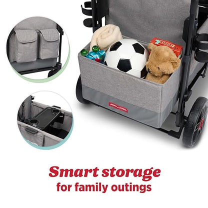 Radio Flyer Pathfinder 2-Seat Stroller Wagon, for Kids 6+ Months, UV Canopy - size: 2 Seats