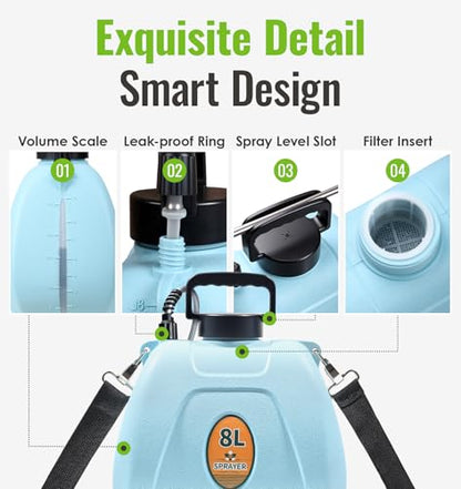 PASAMIC 2 Gallon Battery Powered Sprayer, Electric Sprayer in Lawn & Garden