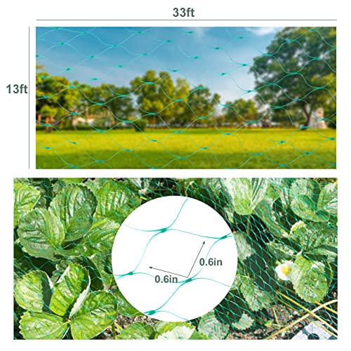Unves Garden Netting, 13 x 33 FT Heavy Duty Bird Net, Green - color: Green, size: 13 x 33 Ft