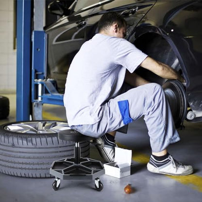 Olympia Tools Adjustable Hydraulic Rolling Mechanics Stool with with Removable Tool Tray, 300lbs Max Weight Capacity, 419-110-1002 - style: Round