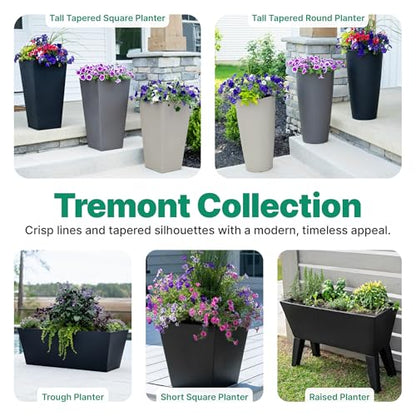 Step2 Tremont Tall Round Tapered Planter 2-Pack, 28 in Resin Planters, Self-Watering, Dark Cedar - color: Dark Cedar, size: 2-Pack