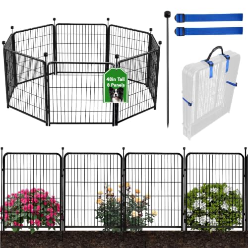 ADAVIN 48in Tall Garden Fence No Gate, 8 Panels Dog Fence Outdoor 17.7 Ft - size: 48in(H) 8panels no gate-New