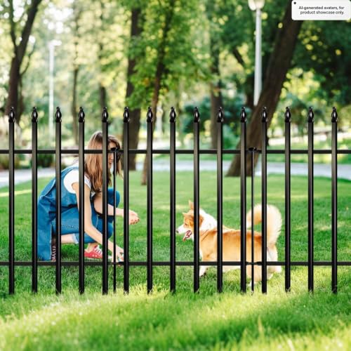 ARIFARO 5 Panel Metal Garden Fence 32" H x 24" W, Decorative Garden Fence - size: 32" high x 24" Wide