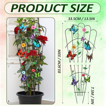 LEIFIDE 2 Pcs Butterfly Trellis for Climbing Plants 33 in Metal Indoor - style: Butterfly