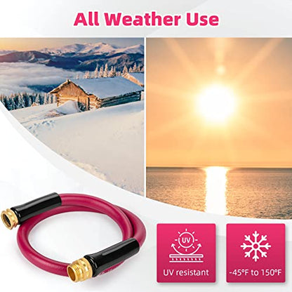 WELLUCK Garden Hose 5/8 in x 10 ft, Heavy Duty Durable Anti Kink Flexible Garden Water Hose for Drinking Water Safe BPA Free, All-weather Lightweight Water Hose for Garden RV Camper Marine - size: 5/8 in x 10FT, style: Pink