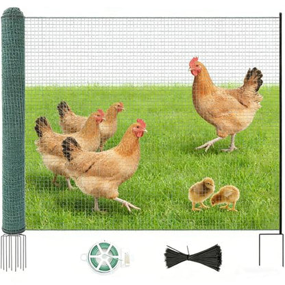Non Electric Fence Netting 40" x164' Poultry Fence with Double Spiked Post - size: 40in x 164ft